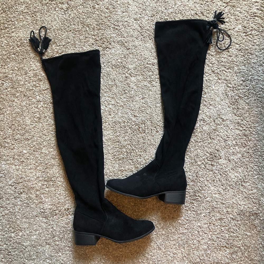 Madden Girl Prissley Over the Knee Black Boots